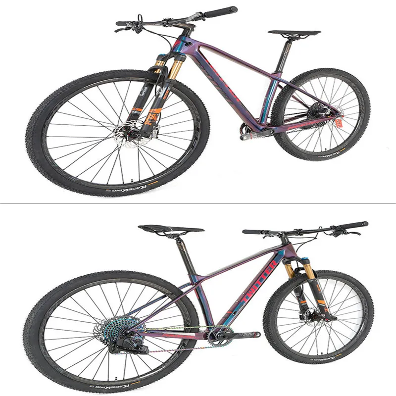 Zute New IronCarbon Fiber Full Color Changing Mountain Bike XX1-12 Quick Electric Fox Fork Carbon Wheel mountain