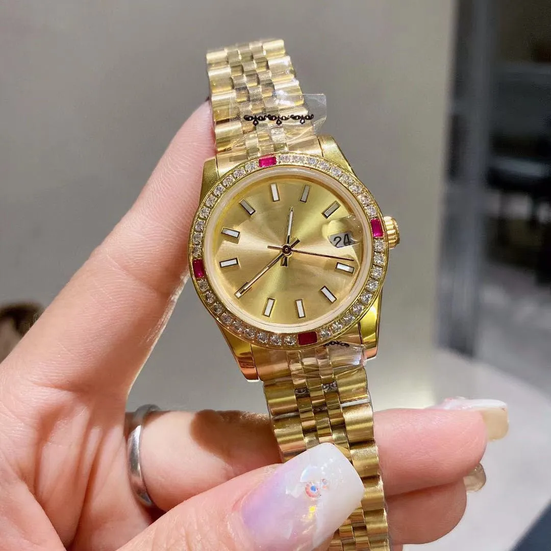 Master Design Automatic Mechanical Women's Watch Luxury Fashion 31mm Dial القابلة للطي الشبكية الياقوت الزجاجية النجمة Han273K