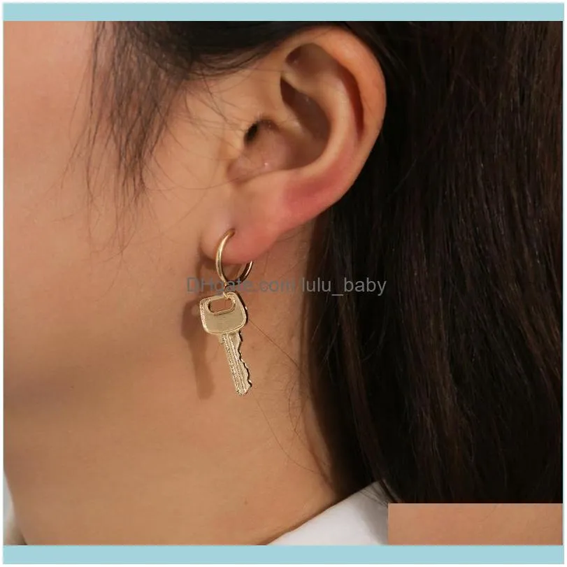 Hoop & Huggie Vintage Gold Silver Color Padlock Earrings Lock Key For Women Men Small Gothic Jewelry Accessories1