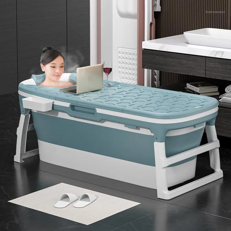 입욕 욕조 좌석 성인 접는 욕조 플라스틱 아기 수영장 어린이 목욕 배럴 가정용 대형 휴대용 욕조 절연체와 LID1