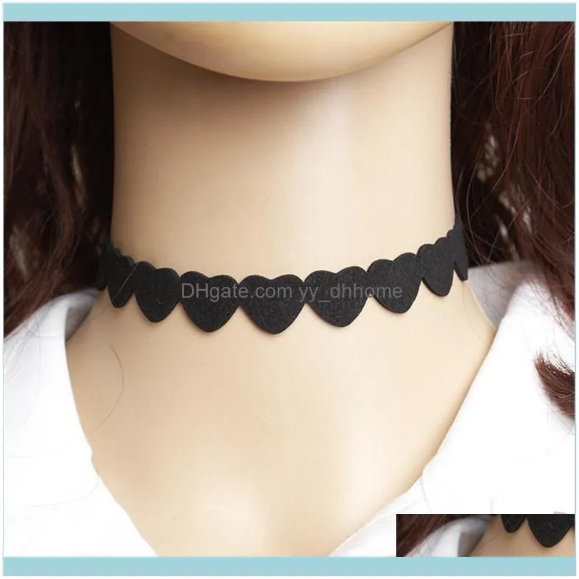 Wisiety Jewelryblack koronkowy naszyjnik Choker Women Veet Love Heart Naszyjniki