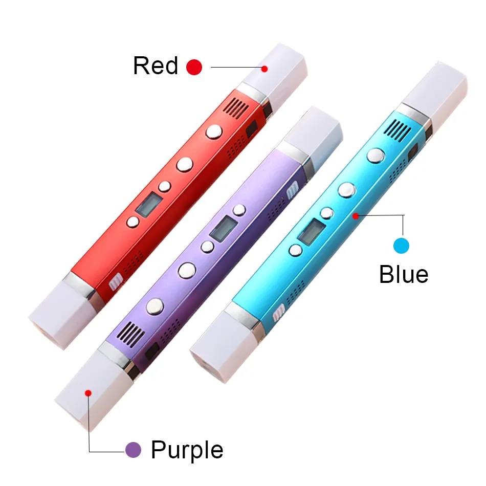 Penna 3D Schermo LED Penna per stampa 3D intelligente Alimentatore mobile Ricarica USB Penne 3D Giocattolo creativo per bambini Regalo di compleanno