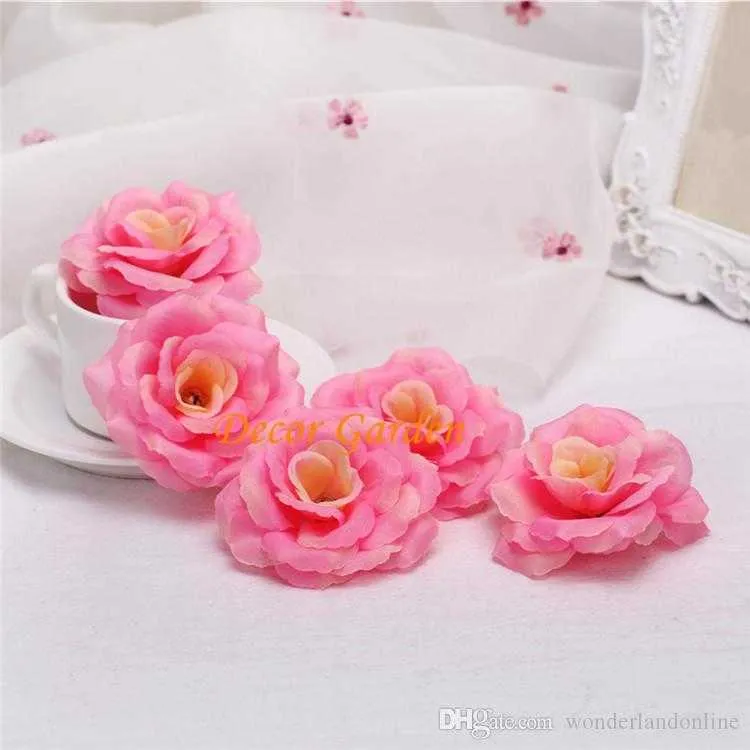8CM Silk Rose Artificial Flower Heads Diy Wedding Wall Arch Bouquet Stage Background Sencery Festival Supplies decorations