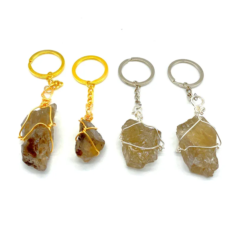 Anéis de cristal de pedra originais naturais irregulares chaveiros para mulheres homens acessórios de moda decoração de carro jóias