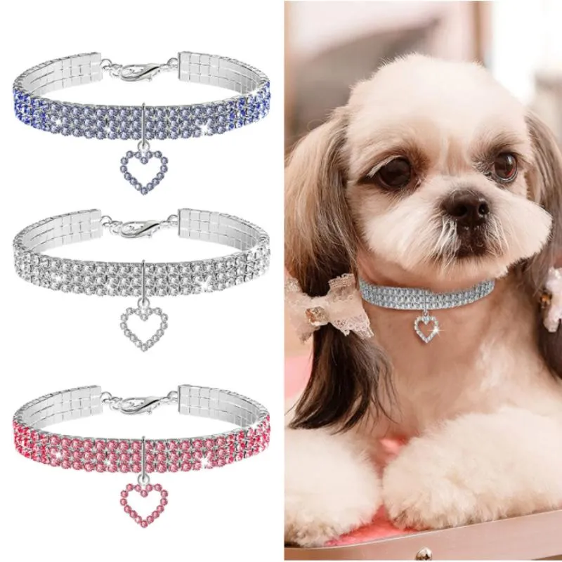 Dog Collars Riemen Bling Rhinestone Kat Kraag Puppy Ketting Kleine Honden Katten Pet Accessoires met hanger voor Kitten Chihuahua