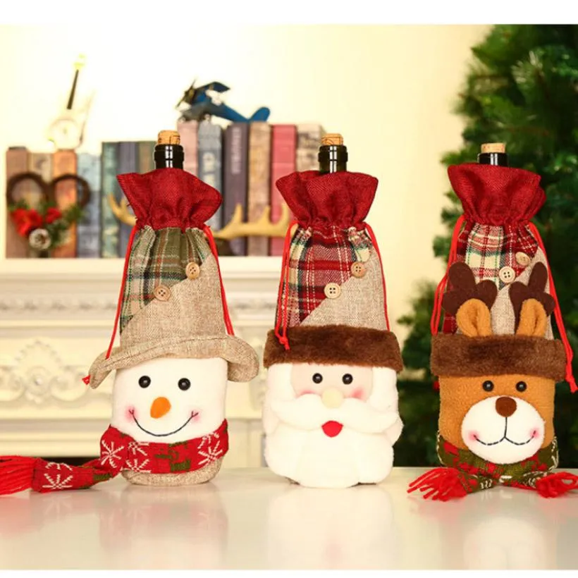 Copribottiglie natalizio di Babbo Natale set da 2 o 4 - Vesti la tua tavola