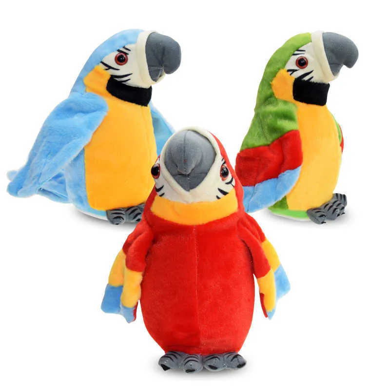 Cute Talking Parrot Talking Plush Toy Talking Record Repeatedly Waving Wings Electronic Bird Plush Children's Toy Gift Q0727