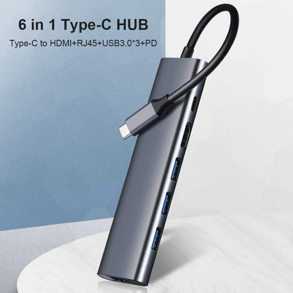 FK-C0603 Notebook Accessoires USB-C Hub 6 in 1 Type C naar compatibele RJ45 met USB 3.0 PD Adapter Hub Docking Station