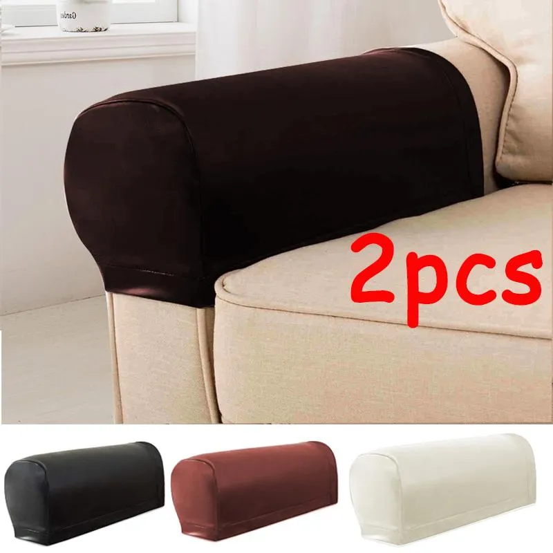 Cadeira Capas 2PCS PU Couro Sofá Braçadeira Toalha Elástico Sofá Protetor Removível Poltrona Decoração