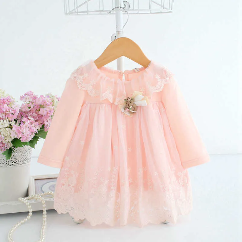 Baby Girls Princess Dress For Newborn Infant Clothing 2021 Summer Cute Cotton Long Sleeve Baby Dress Toddler Girl Clothes Dresse Q0716