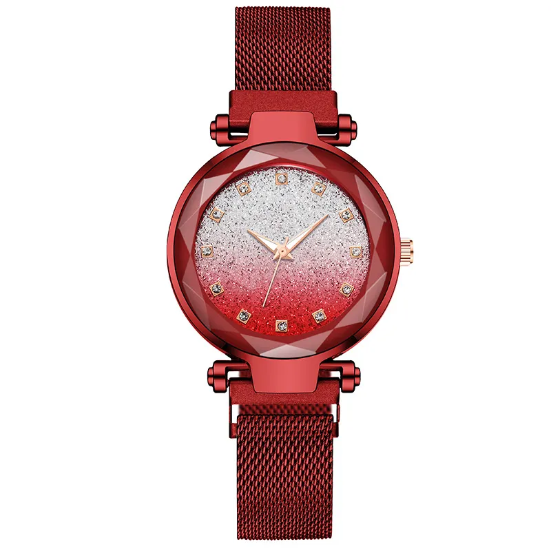 Reloj de cuarzo para mujer 33 mm Relojes de estilo clásico para mujer Montre De Luxe Reloj de pulsera de moda elegante Reloj de pulsera Redondo Gradiente Cielo estrellado Luminoso Regalo de acero inoxidable