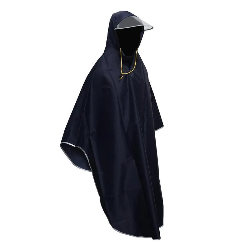 MENS Womens Cycling Bicycle Bike Raincoat Rain Cape Poncho Hooded Windproof Rain Coat Mobility Scooter Cover Navy Blue 201016216i