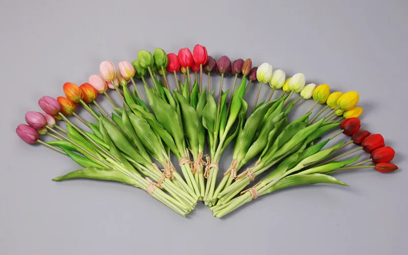 JAROWN 5 Heads Tulip Artificial Flower Real Touch Artificial Bouquet Fake Flower for Wedding Decoration Flowers Home Garden Decor (115)