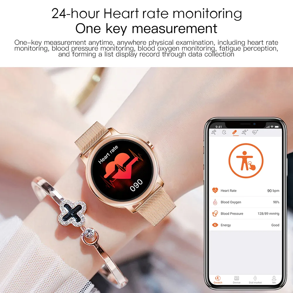 Super Slim Fashion Women Smart Watch 2021 Полный Сенсорный Круглый Экран  Умные Часы Для Женщины Сердечного Ритма Для Android И IOS8144248 От Lg6v, 3  005 руб. | DHgate