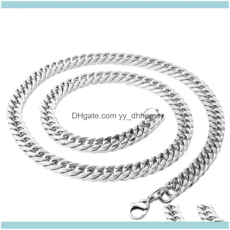 Chains Fashion Mens Chain 6/8/10 Mm Heavy Never Fade 316L Stainless Steel Double Curb Link Boys Necklace Wholesale Gift