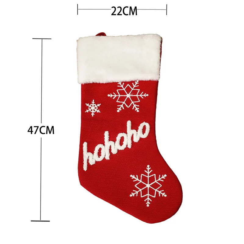 Christmas Stockings Red Non-woven Happy Joy Design Candy Gift Storage Socks Winter Home Fireplace Decoration