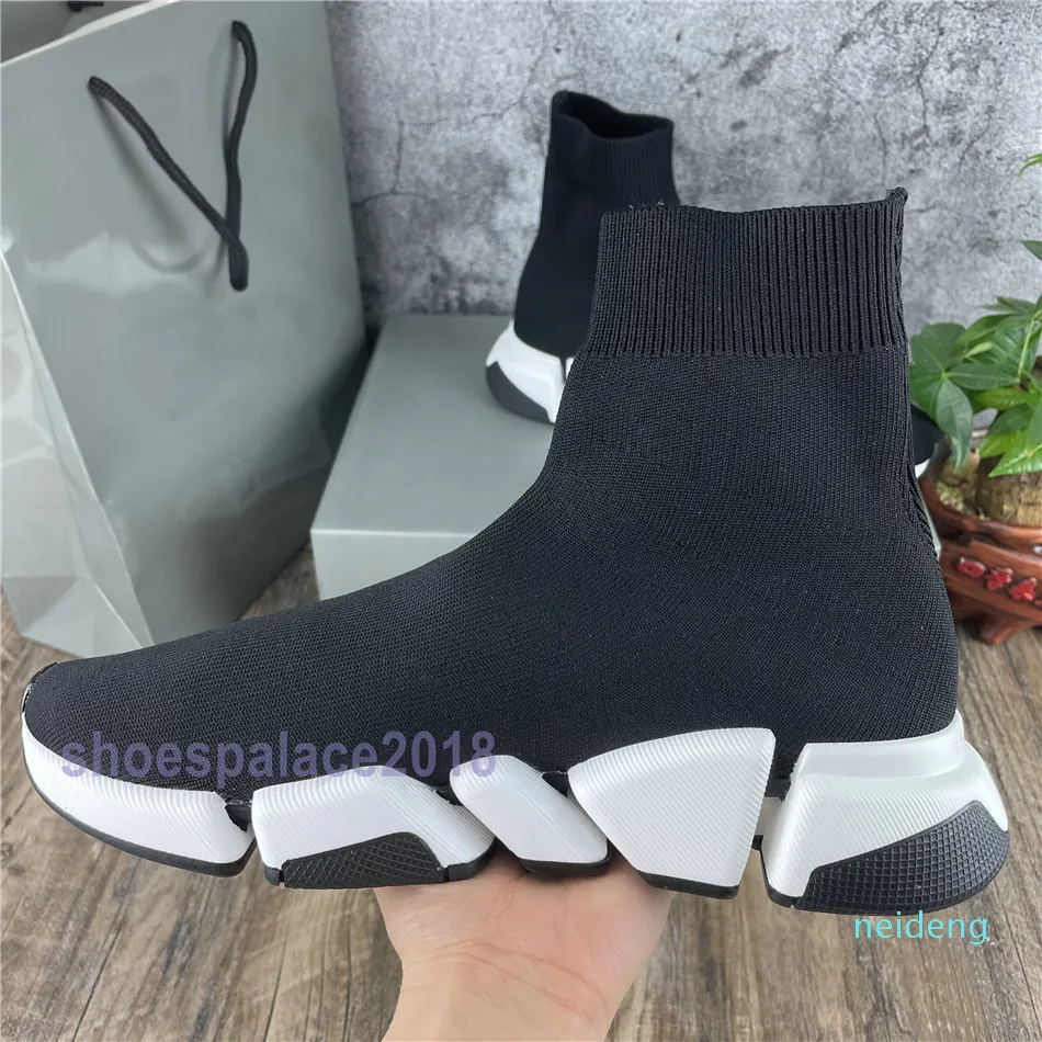 2021 Sock Sapate Speed ​​Trainers Casual Sneakers Soft Alta Corte Meias Corrida Moda Moda Preto Homens Dress Shoes Mulheres Tênis 36-45