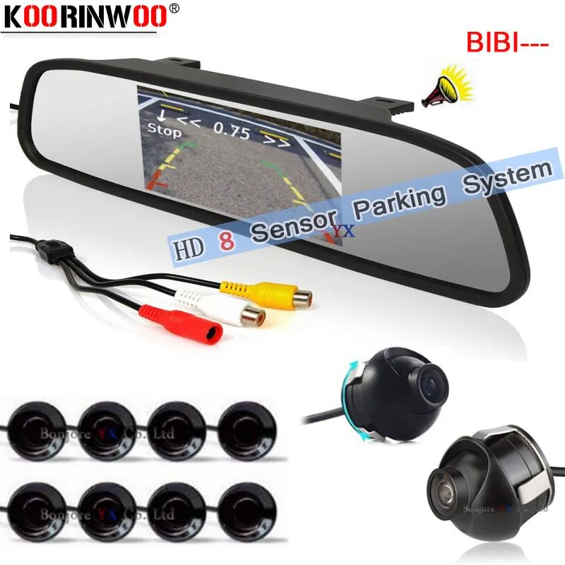 Car Rear View Cameras& Parking Sensors Koorinwoo Video Parktronic System Monitor 8 Alarm Front Camera Jalousie Step-up