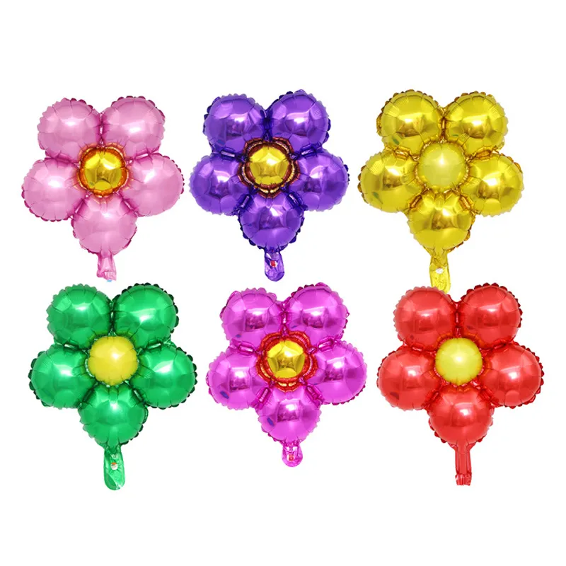 Ballons à fleurs en aluminium 6 couleurs, cadeaux de mariage, décorations de fête d'anniversaire pour enfants, vente en gros