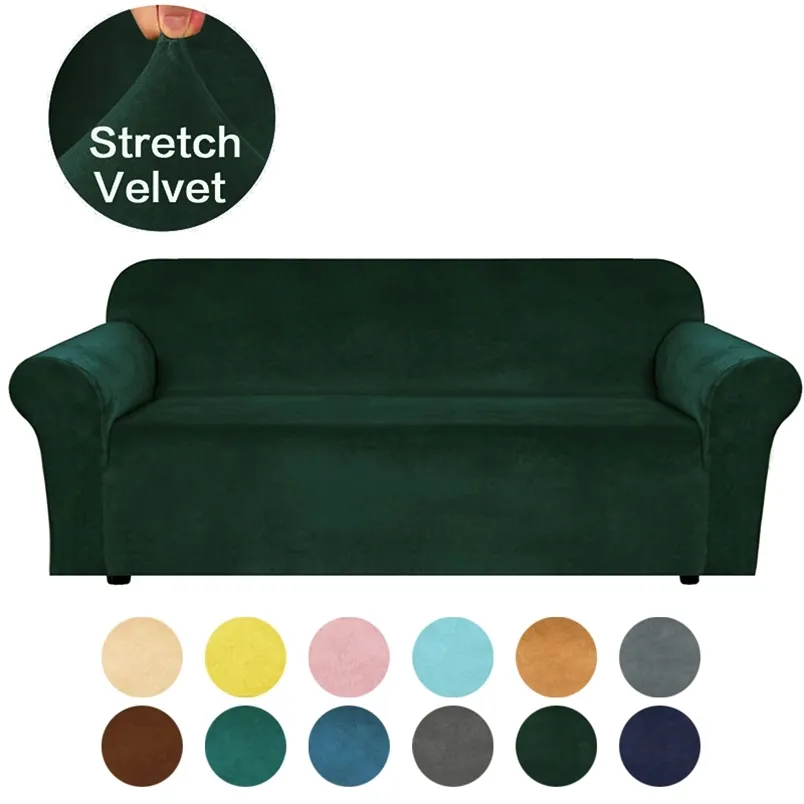 1/2/3/4 plazas 11 colores terciopelo de alta calidad estiramiento elástico sofá cubierta Living Slipcover muebles funda protectora sofá cubre 211102