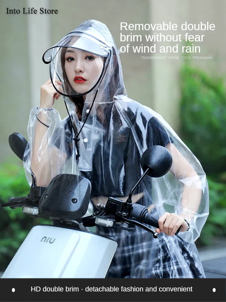 Transparent Motorcycle Raincoat Womens Long Rain Coat Jacket Women Girl Fashion Rain Poncho With Hood Camping Rainwear Gift From 21 47 DHgate