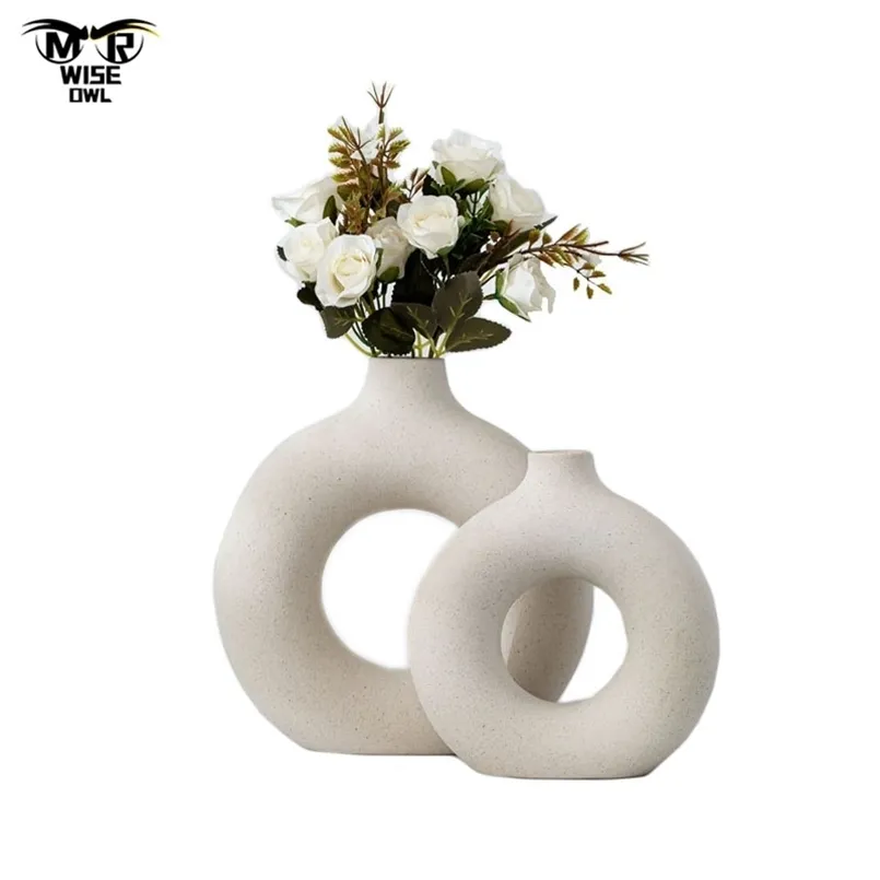 Donuts Flower Pot Nordic Circular Hollow Ceramic Vaas Woondecoratie Accessoires Office Desktop Woonkamer Interieur Decor Gift 211103