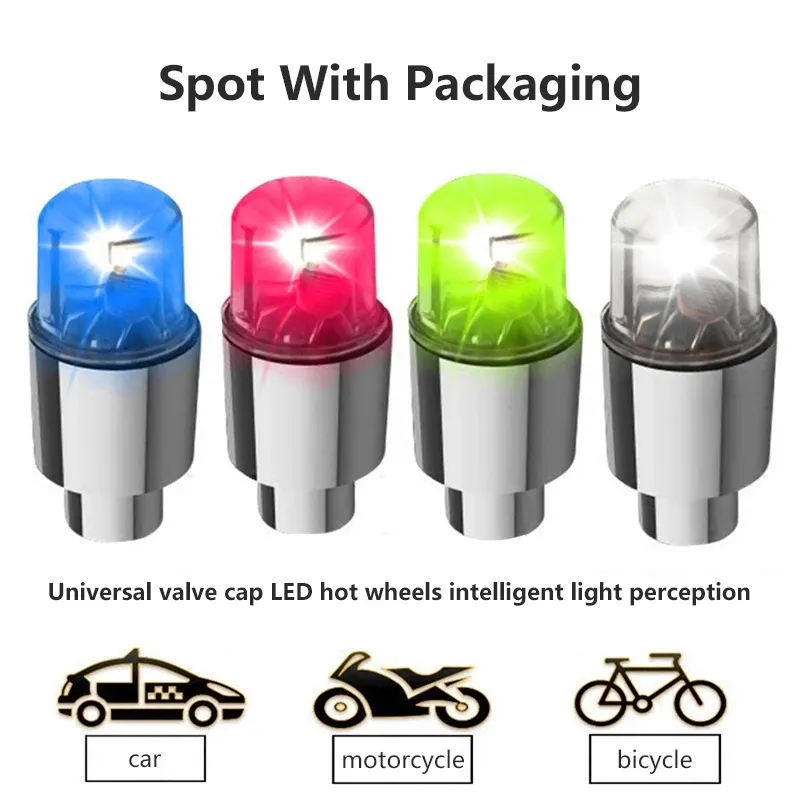 Novelty bilbelysning auto hjuldäck däck luftventil stammen LED-lampan täcka bilar tillbehör nav lampa dekorativa lampor vattentäta ljus
