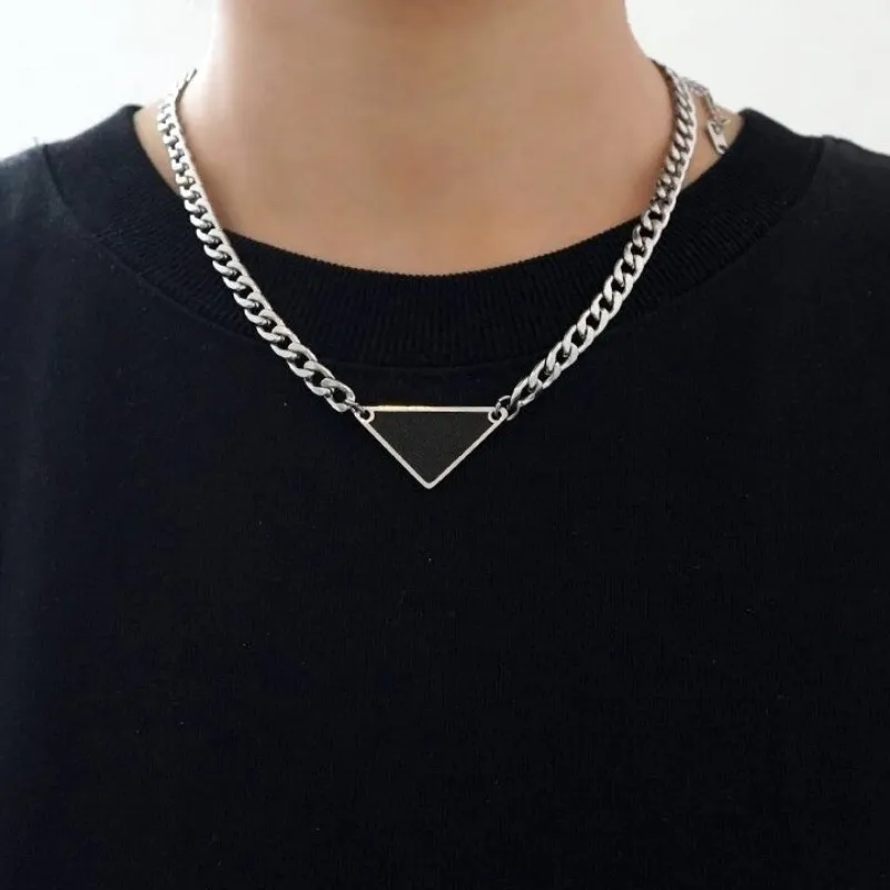 men Necklaces stainless steel bling out hip hop jewelry Woman Triangle Pendant necklace P Letter Designers Brand Jewelry Fashion for Man trendy gifts