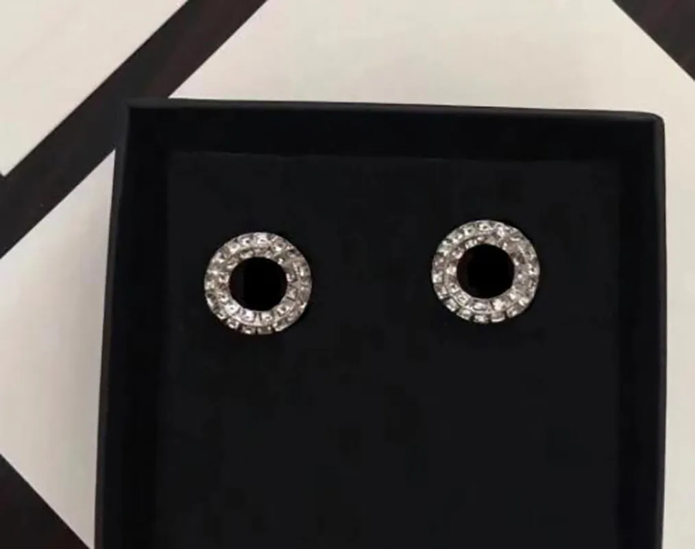 Orecchini a bottone con diamanti alla moda per donna Donna Festa nuziale amanti regalo gioielli di fidanzamento per la sposa con scatola NRJ