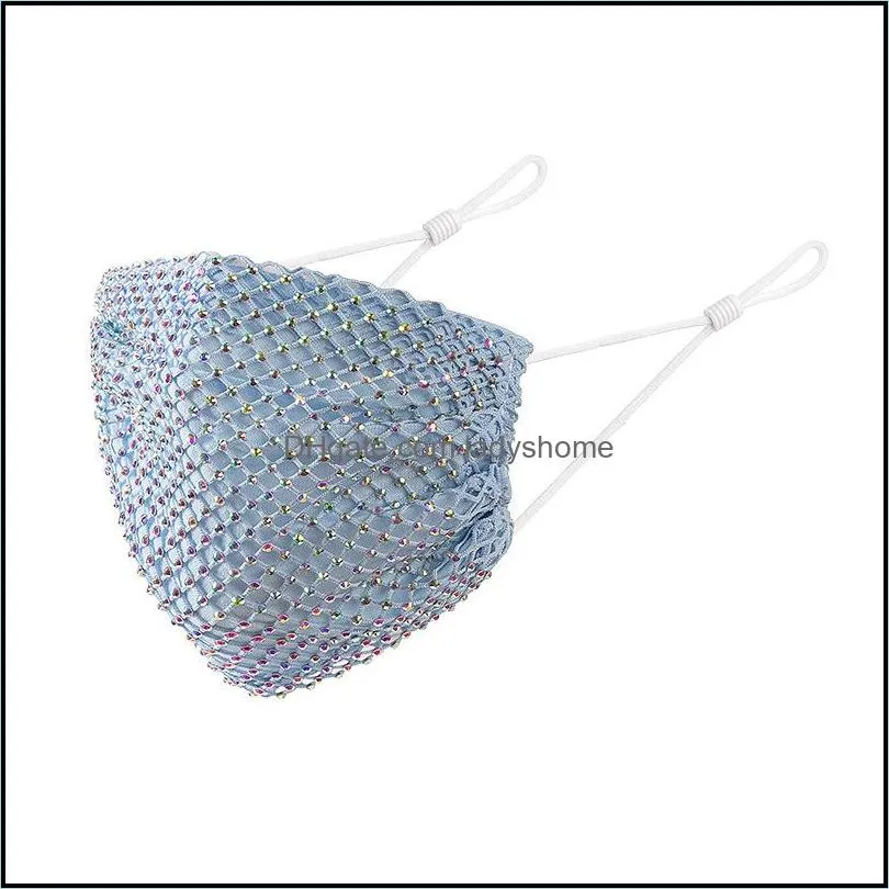 Diamond Designer Masks Reusable Breathable Cotton Face Mask with crystals shine stones 12 Colors face mask HWB7461