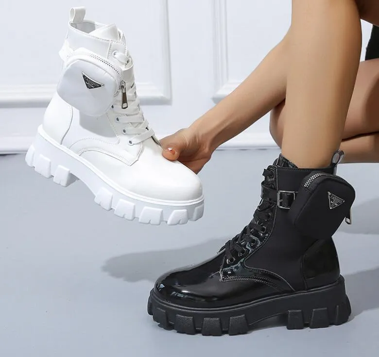 Womens combat boots with pocket top