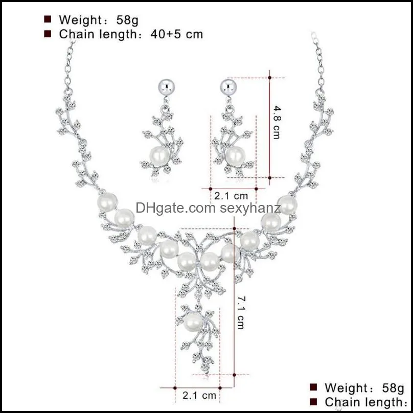 Earrings & Necklace Design Women Personality Pearl Ear Hook Wedding Jewelry Set Clavicle Chain Valentine`s Gift Delicate