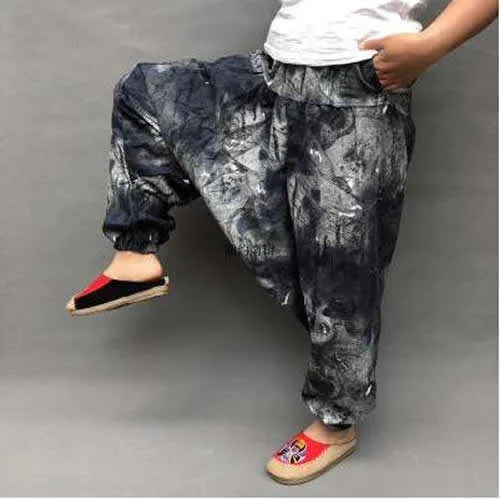 Baggy katoenen linnen heren vrouwen harem broek hip hop wijde pijp broek casual losse vintage nepal stijl broek pantalon hombre | NL