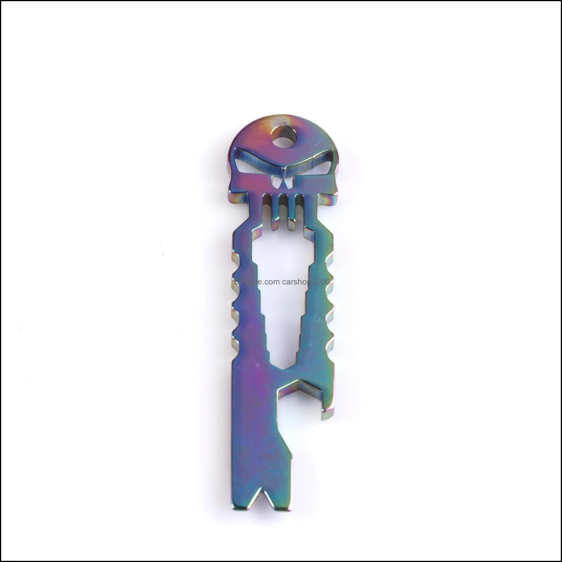 Outdoor Stainless Skull EDC Multifunction Tool Key Chain Bottle Opener 4 Color New GWD11680