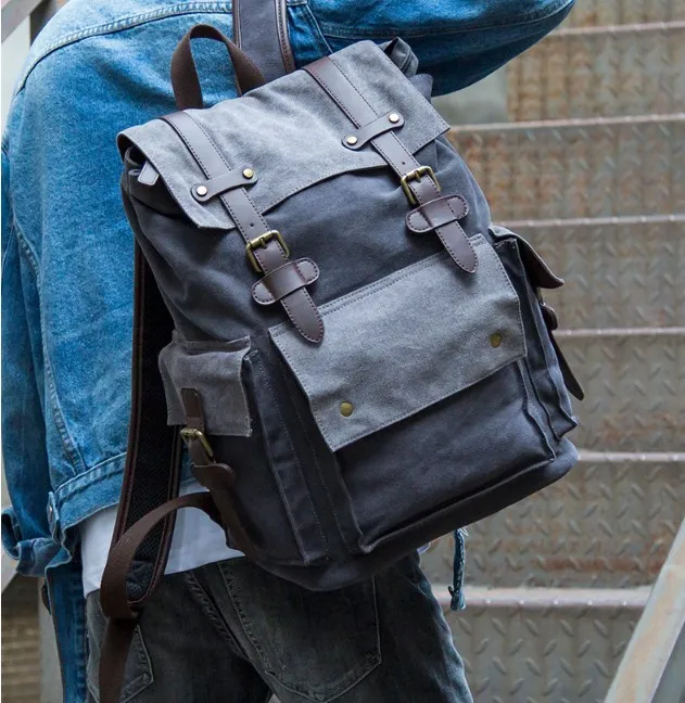 Men's Military designer Canvas School Bags Zipper Rucksacks Laptop Travel Shoulder Mochila Notebook bag Vintage College luxurys Backpacks