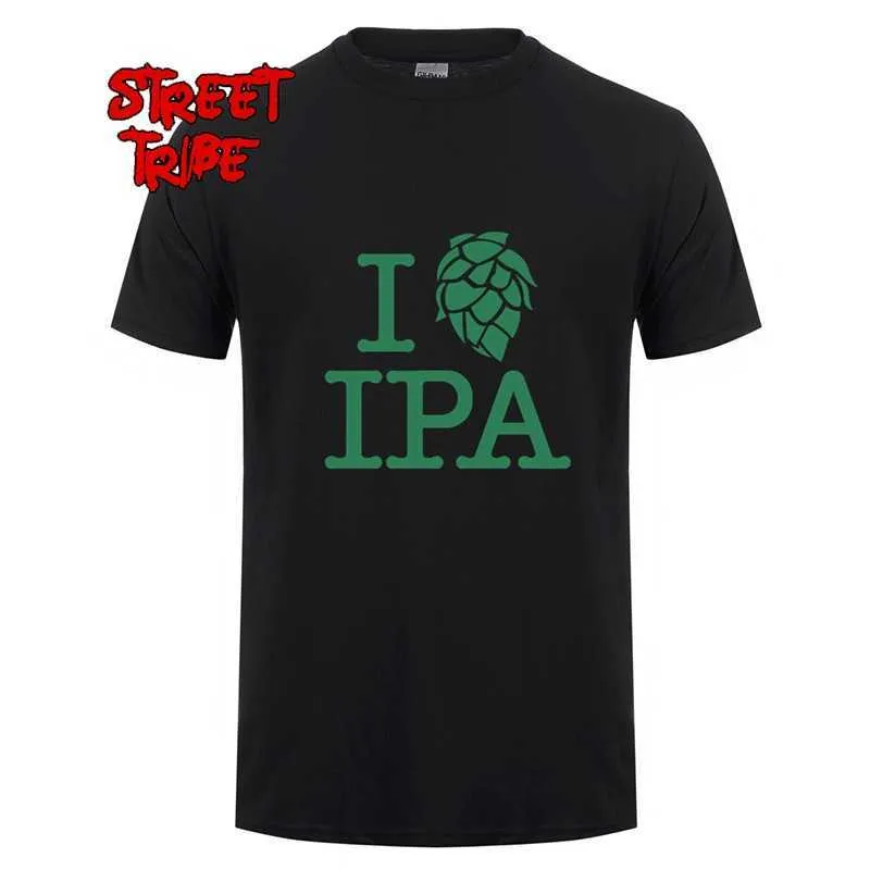 Lato Kocham IPA T Shirts Cool Printed Men Crew Neck Bawełniany T-shirt Man Beer Brewery Tee Koszula 210629