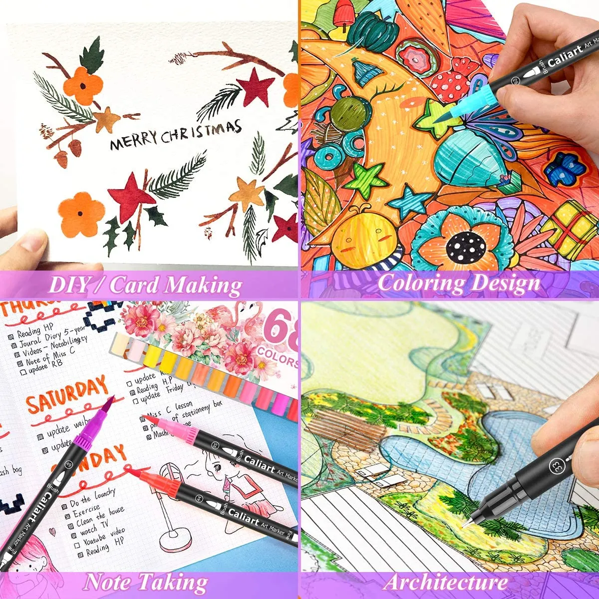 Wholesale Caliart 34 Dua Art Markers, Artist Fine Brush Tip Pen For Kids  Adult Coloring Book Bullet Journaling Note Taking Lettering Calligraphy  Drawing Pens Craft Supplies From Ulovehome, $12.07