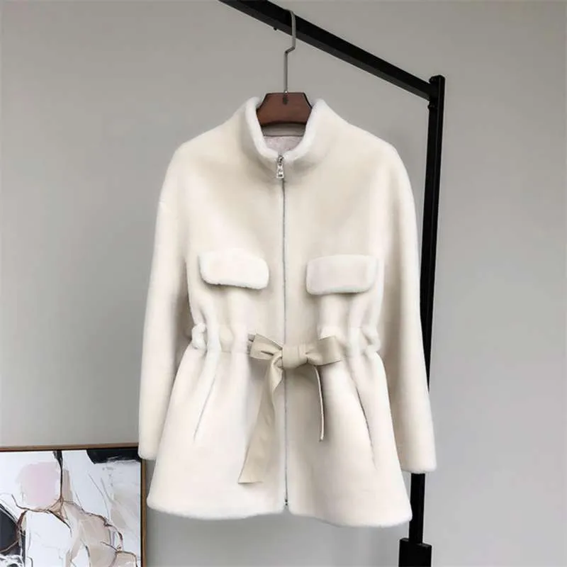 Nerazzurri Zip Up Ladies Teddy Jacket Stand Collar Sashes Winter Fake Fur Coat Women Faux Shearling Fashion 210928
