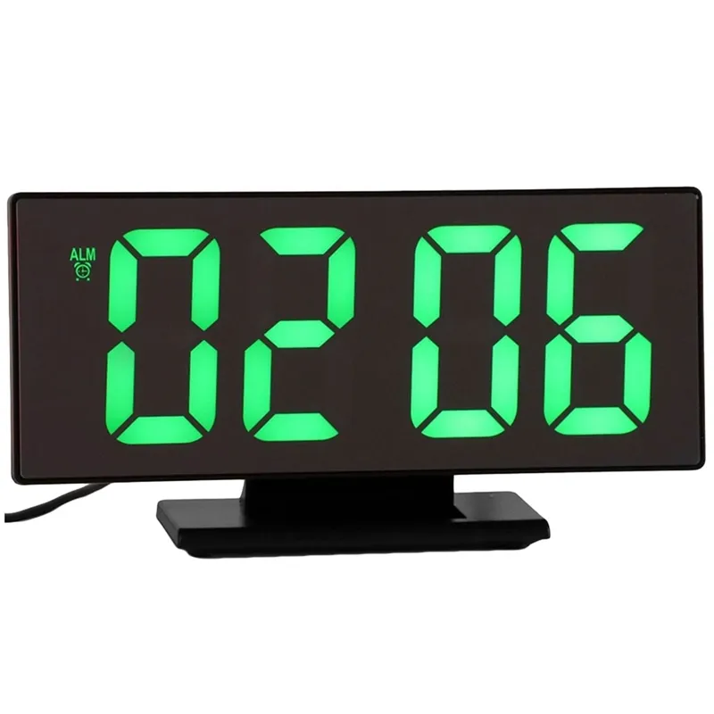 Alarme LED électronique multifonction grand écran LCD horloge de table numérique avec câble USB Calendrier 210310