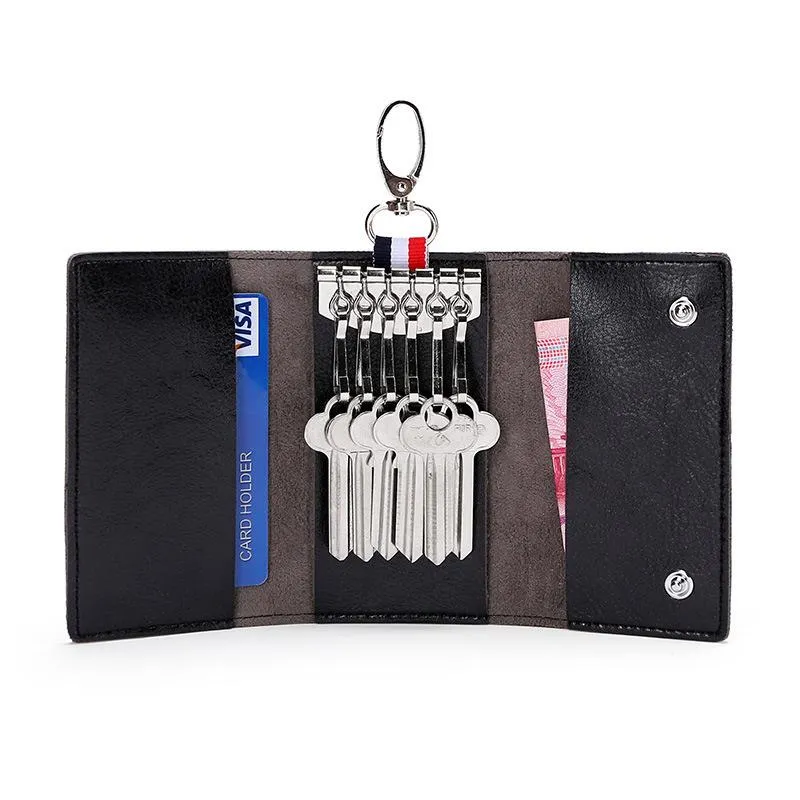Key Brieftaschen 2022 PU-Leder Autoletter Tasten Organizer Keychain Housekeeper Wallet Cover 6 Farben