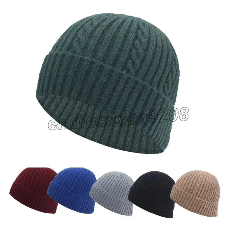 Skullies Beanies 남자 겨울 니트 모자 남성용 모자를위한 여성 모자 솔리드 스트라이프 스키 마스크 남성 따뜻한 Gorro 보닛 니트 비니 모자 모자