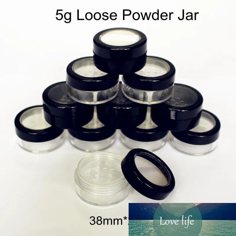 48 sztuk / partia 5g / 5ml Pusty Pulpit Plastikowy Słoik Plastikowy Kosmetyczny Pojemnik Makijaż Przypadek z Sifter Puffadow Container Cream Jar