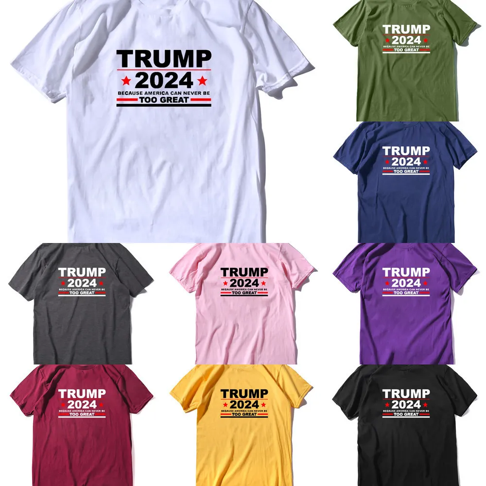 S-3XL Trump 2024 Maga T-shirt wybory prezydenckie, ponieważ Ameryka nigdy nie może być zbyt wielkimi shirt projektantów Tshirts Sport Tee Top G3303