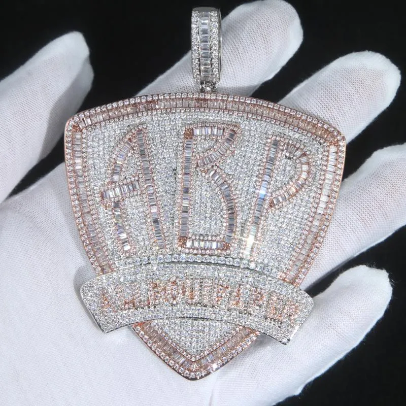 Kedjor 2022 Iced Out Full Bling Cubic Zirconia Baguette Initiala bokstäver ABP Charm Hänge Halsband För Hip Hop Män Mode Punk Smycken