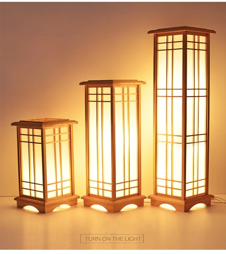 Moderne Japanse Vloerlamp Washitsu Tatami Decor Venster Pane Lamp Restaurant Woonkamer Gang Lighting Home Design Houten lamp