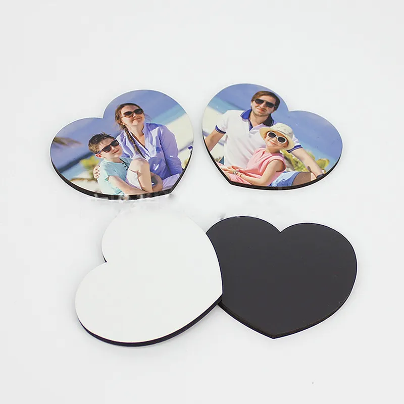 Sublimation Blank Wooden Fridge Magnets Romantic Heart shaped Heat Transfer MDF Magnetic Sticker Household DIY Decorative Cup Mat DD063