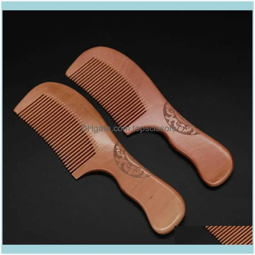 Hair Brushes New thickened old peach wood carving comb combs