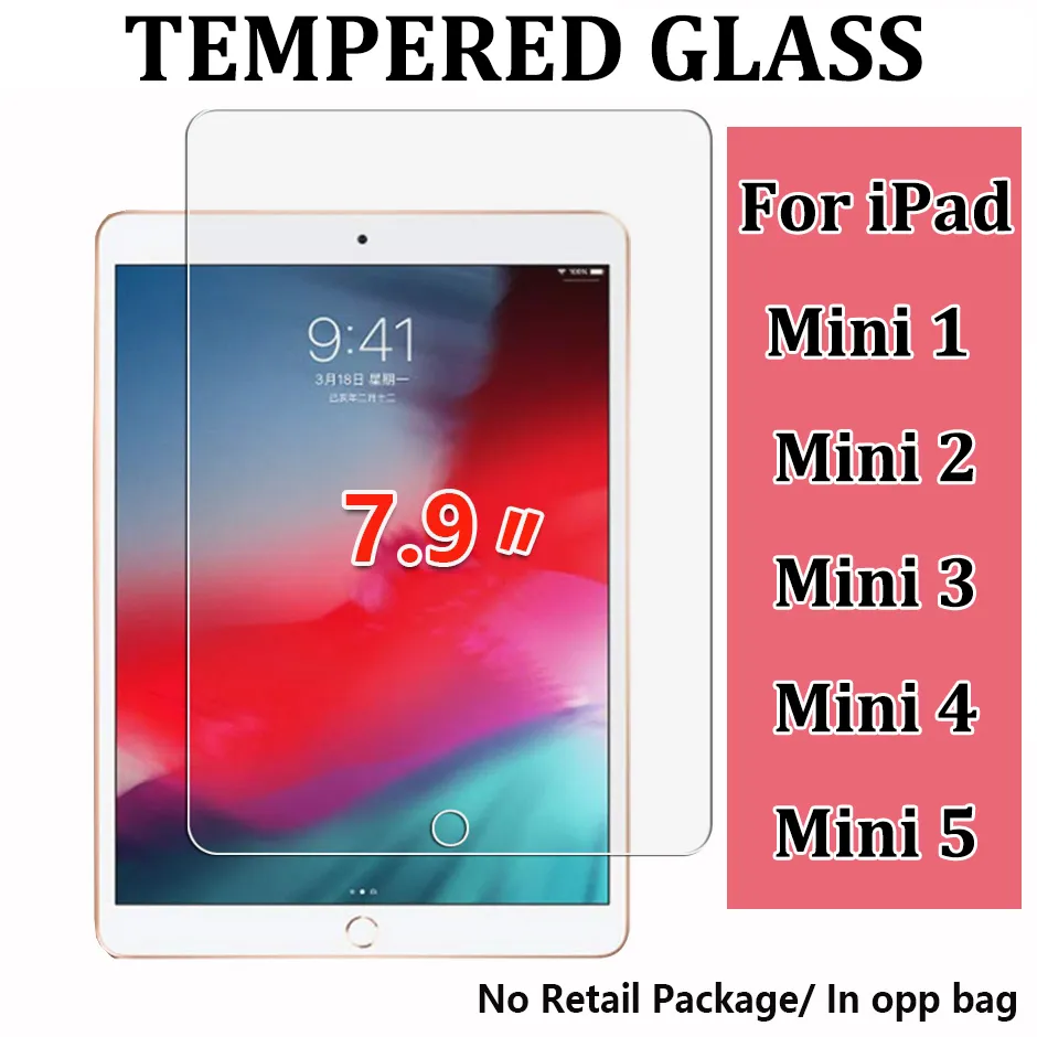 Screen Protector For Ipad MINI 1 2 3 4 5 mini1 mini2 mini3 mini4 mini5 2019 High Transparency Clear Tempered Glass Screen Protector