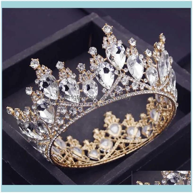 Jewelrybaroque Pageant Circle Diadem Bridal Queen King Tiaras Metal Crown Party Banquet Head Ornaments Wedding Hair Jewelry Aessories Drop D