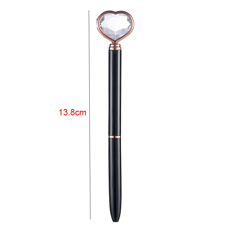 Creative Heart Diamond Ballpoint Pen Crystal Glass Metal Ball Pens Fashion School Office Supplies